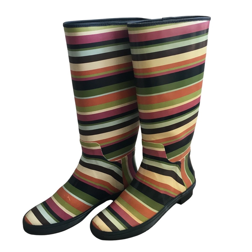 Coach Pammie striped multicolor rain boots size 7